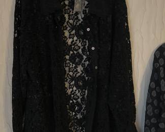 Ladies lace button up blouse large size