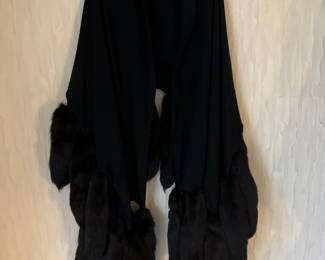 Wool Shawl with Fox Tails