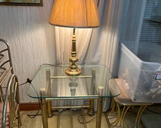 Brass end table & lamp