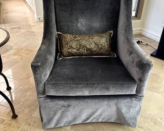 Custom Gray Chenille Slipcovered Accent Chairs-$950 each (2 available)