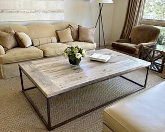 Chenille Sofa $900, Whitewash coffee table $1200