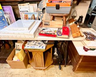 Art canvases, paints, pastels, etc.