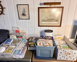 Unused greeting cards, wrapping paper and tissue. 