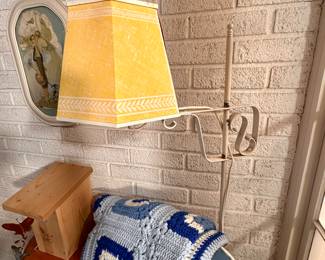 White iron floor lamp.