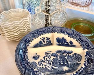 Blue Willow divided plates.
