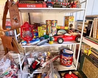 Vintage toys, including boats, rockets & airplanes among others.
