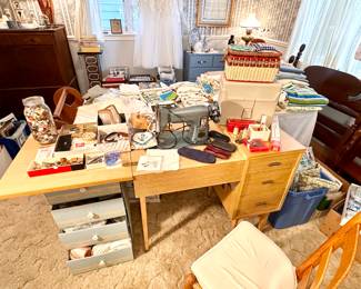 Mid century sewing machine and cabinet.