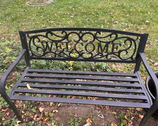 Cast iron bench.