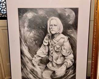 “Cosmic Warrior", original graphite on paper by Susan Teague