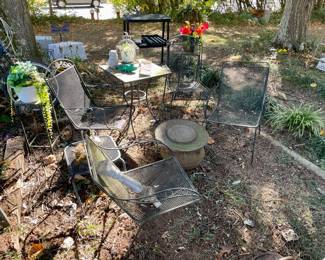 Wrought iron chairs and other yard art!