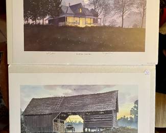 John Kollock prints: 'Stovall House - Sautee Valley' and 'Yesterday's Barn'