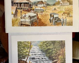 John Kollock prints: 'Leaf - 1926' and 'Minnehaha Falls'