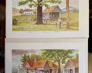 John Kollock prints: 'Sautee Totem - 1938' and  'Mauldin House, Clarkesville 1906'