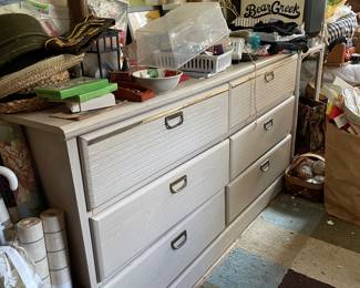 Cool vintage dresser has matching chest of drawers, there are record albums also