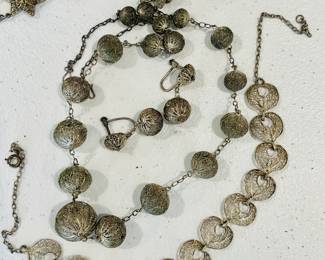 Victorian filigree sterling silver jewelry