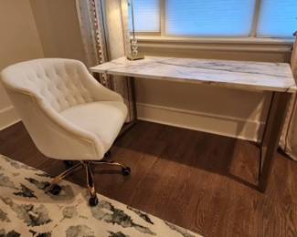 Modern Marble Computer Desk in White