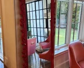 Large Floor Length Red Painted Wood