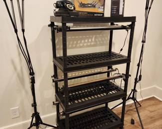 Shelves have lighting attached for growth of small plants