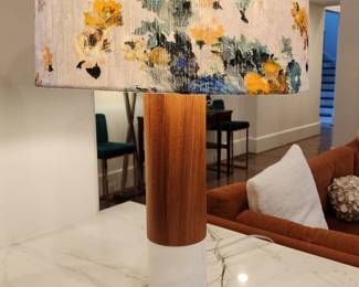 Baker Table Lamp. Lamp has wood/marble base & floral shade. Two of these in the home.
