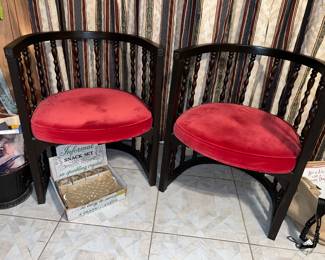 Pair of MCM Spindle Barrel Chairs. $295 