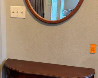 #36 - $95 Entry/Hall table 33x11x29	

#37 - $60 brownleather style oval mirror 23x30	