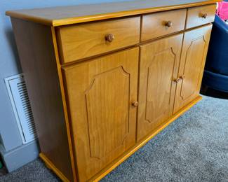 #20 - $150 - Pine 3 drawers/3 door cabinets 46x13x31	