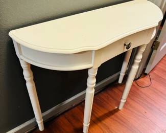 #55 -$100 - cream hall table 35x11x30	