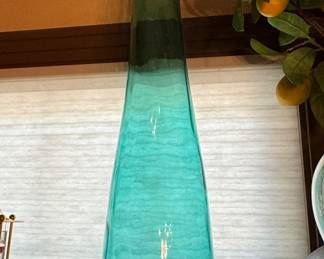 #40 - $48 Turquoise tall glass bottle 	