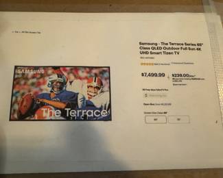 #62 - Samsung The Terrace Series 65"" Class QLED"	- silent bid Item - bids close Monday Nov 6th 
Outdoor Full Sun 4K UHD Tizen TV 