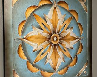 #39 - $80 Copper & blue wall art 39sq	