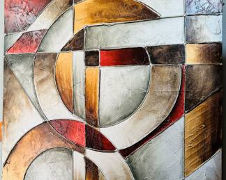 #10 - $70 Wall art abstract circles/geometric 39sq	