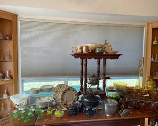 Villeroy & Boch dishes, Frankohma Pottery, Amber Depression glass