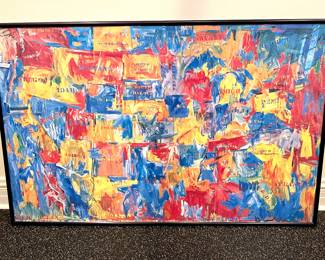 SOLD Jasper Johns framed print, poster quality, unsigned.  64 x 40