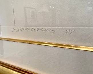 SOLD Detailed view of signature - $2800 - Limited Edition 24/61 artist signed, large format by David Hockney in a beautiful gold frame and mat - 47.5 x 36.5 