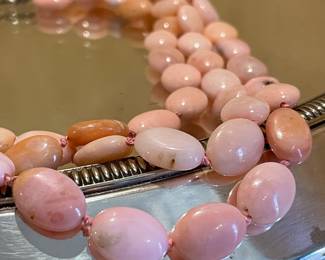 $200 - 3 strand, pink Australian opal necklace.