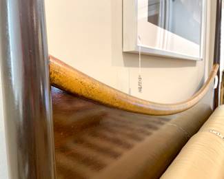 Detailed view of 4 poster bed headboard. 