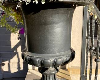 SOLD - Black IRON urns. Heavy! You move. Please make a plan for the dirt. There is no place on the property to dispose of it.  - 21 x 29