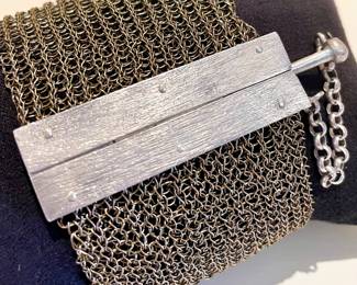 $68 - woven metal bracelet with hinge clip - made in Israel