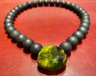 $400 - Custom made Natural peridot stone necklace (approx 40g) at the Arizona Gemshow 