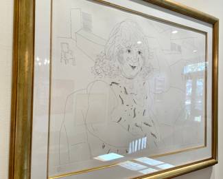SOLD - Limited Edition 24/61 artist signed, large format by David Hockney in a beautiful gold frame and mat - 47.5 x 36.5 