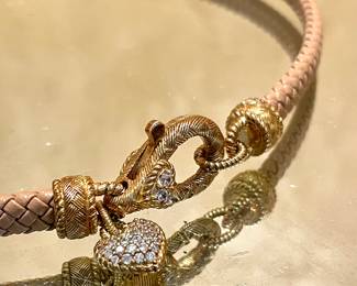 $80 - cz braided leather choker