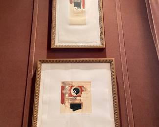 $350 - (Upper) 13 x 27.5 unframed, 18 x 32.5 framed; original painted etchings on paper signed by Alessandro Reggioli, part of his “Achitetture” collection, matted on white in a gold frame; $350 - (Lower)   19.75 x 19.75 unframed, 24.5 x 24.5 framed; original painted etchings on paper signed by Alessandro Reggioli, part of his “Achitetture” collection, matted on white in a gold frame.