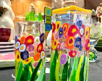 $48; 4"h; Mad Art hand-made wildflower vase.                                      $58; 5"h; Mad Art hand-made wildflower vase.