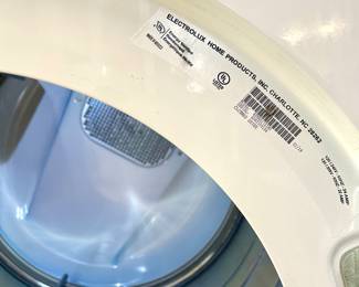 $750; each 27 x 29 x 38; pair of 2018 Electrolux washer and electric dryer; you move; close up of dryer model number