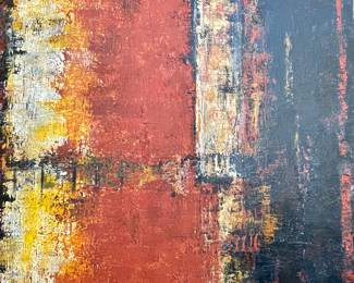 SOLD; 40 x 47; original painting on board by Patricia O. Black "5 Caves in Misty Mountain--Middle Earth Series '07"; signed on back by artist