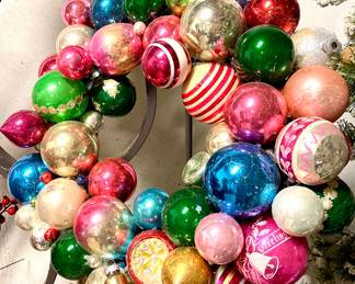 $150; vintage hand-made glass ornament wreath