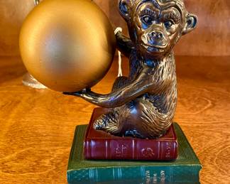 SOLD; 8"h; monkey sculpture or bookend