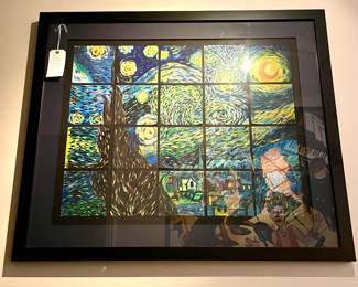 SOLD; 42 x 36; original painting on blocked canvas inspired by Van Gogh