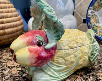 SOLD; 11 x 6 x 8; bunny tureen, made in Italy