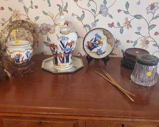 Iris Urn, Plate and Bowl